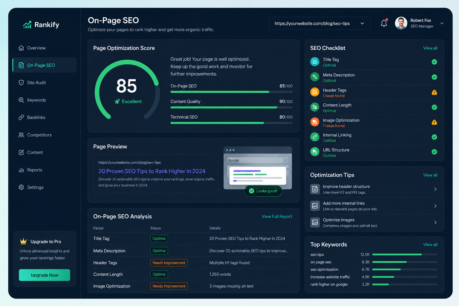 Digital marketing skills on-page SEO optimization dashboard illustration