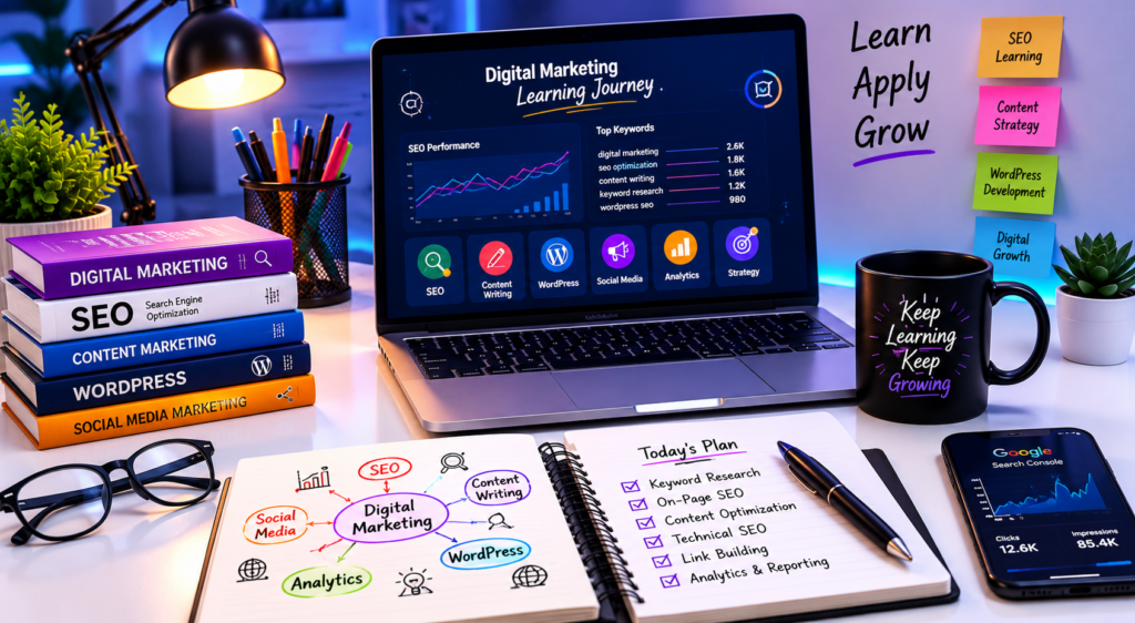 Digital marketing certifications and SEO learning setup