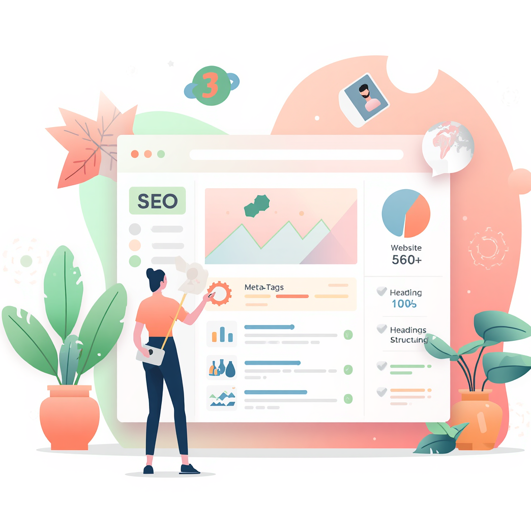 On-page SEO optimization dashboard illustration for digital marketing portfolio