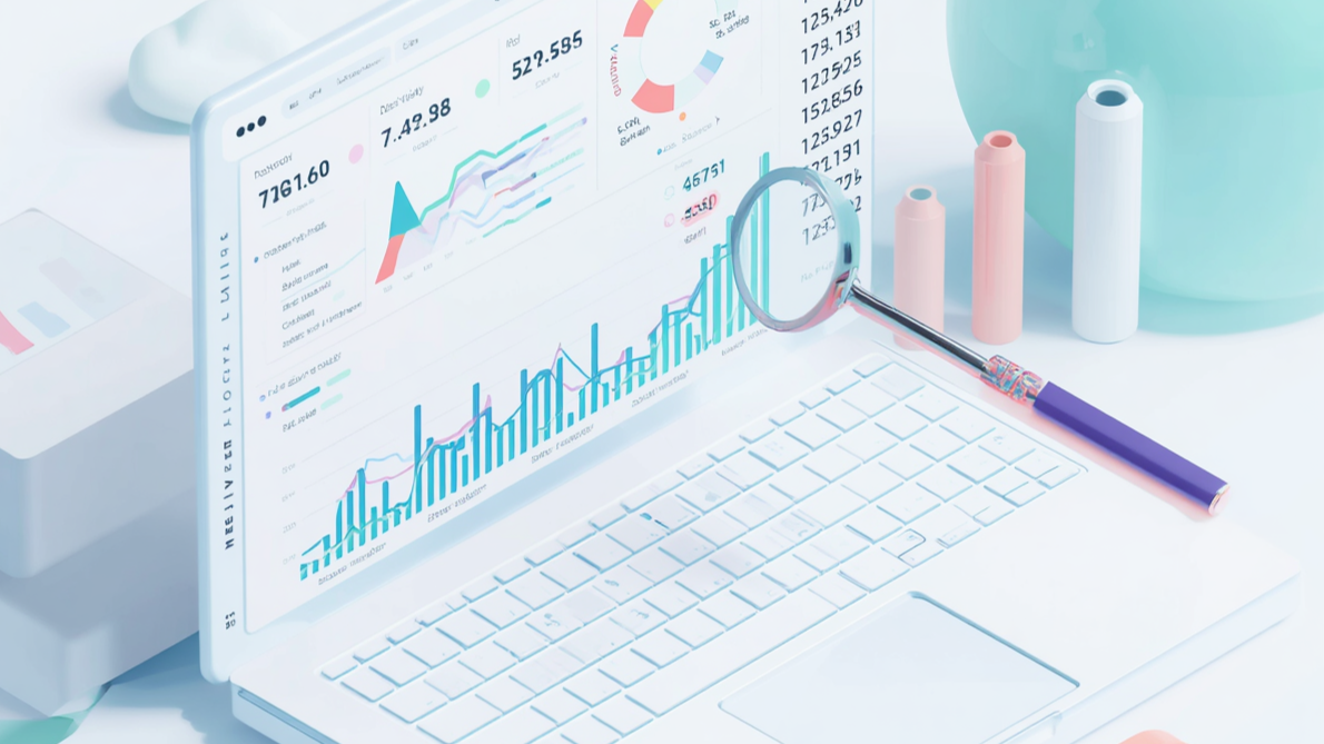 Keyword research analytics dashboard illustration for SEO portfolio website