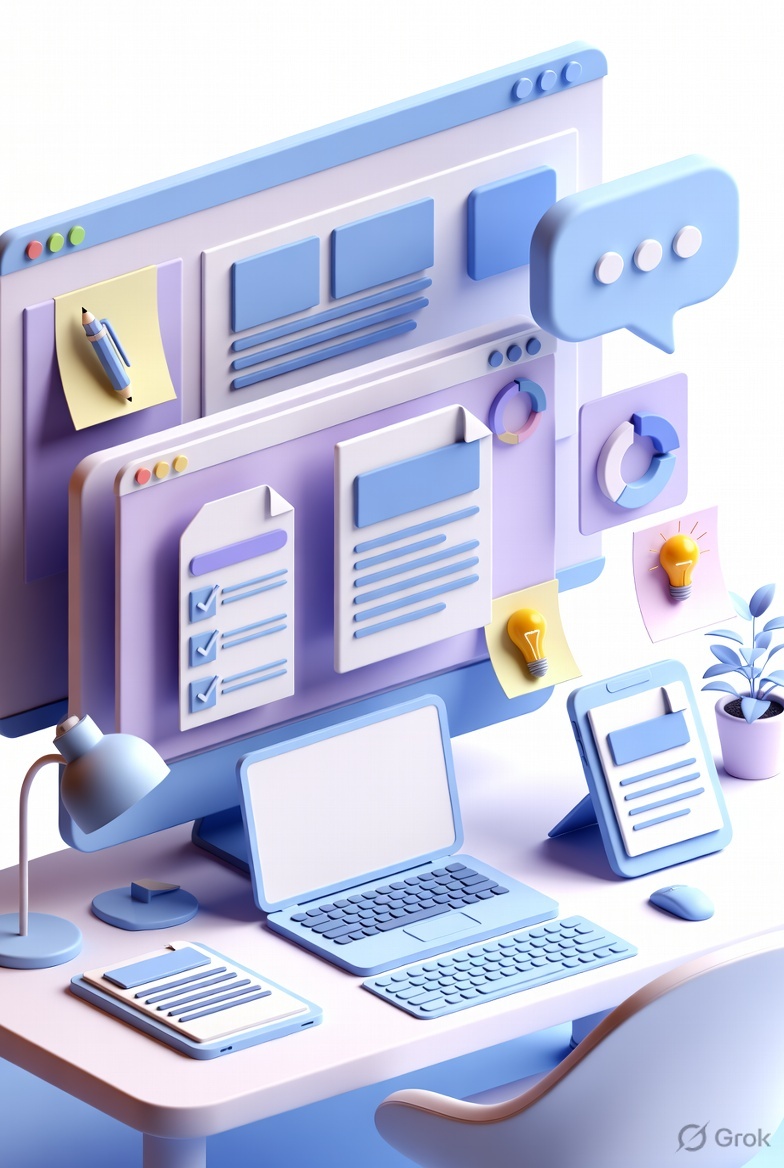 Content writing dashboard illustration for digital marketing portfolio